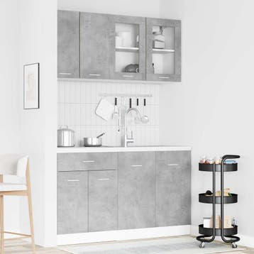 vidaXL Keuken Eenheid LYON 4 st Betongrijs Bewerkt hout, Huis en Inrichting, Verzenden, Nieuw