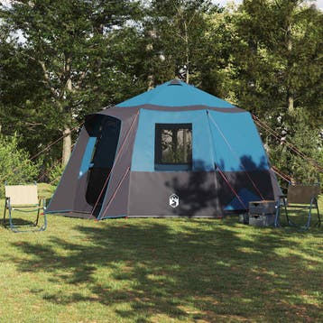 vidaXL Cabin Tent 12-Person 10-persoons Blauw en Grijs, Verzenden