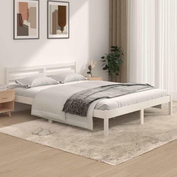 Grenenhouten bed 150x200cm wit | 34% korting | Retour deal, Modern en rustiek, Verzenden, Wit, Tweepersoons
