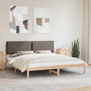 vidaXL Bedframe met Gevoerde Hoofdbord Taupe 180 x 200 cm, Verzenden