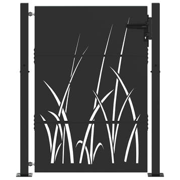 vidaXL Tuinpoort 110 x 130 cm Poedercoated staal Zwart, Verzenden, Nieuw