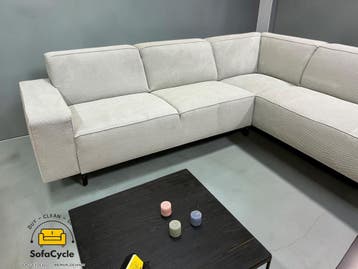 Manchester hoekzetel wit in bouclé, hoek L – overstock, Verzenden