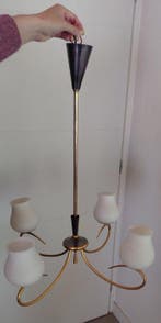 Plafondlamp - Messing, Metaal, Glas, Antiek en Kunst