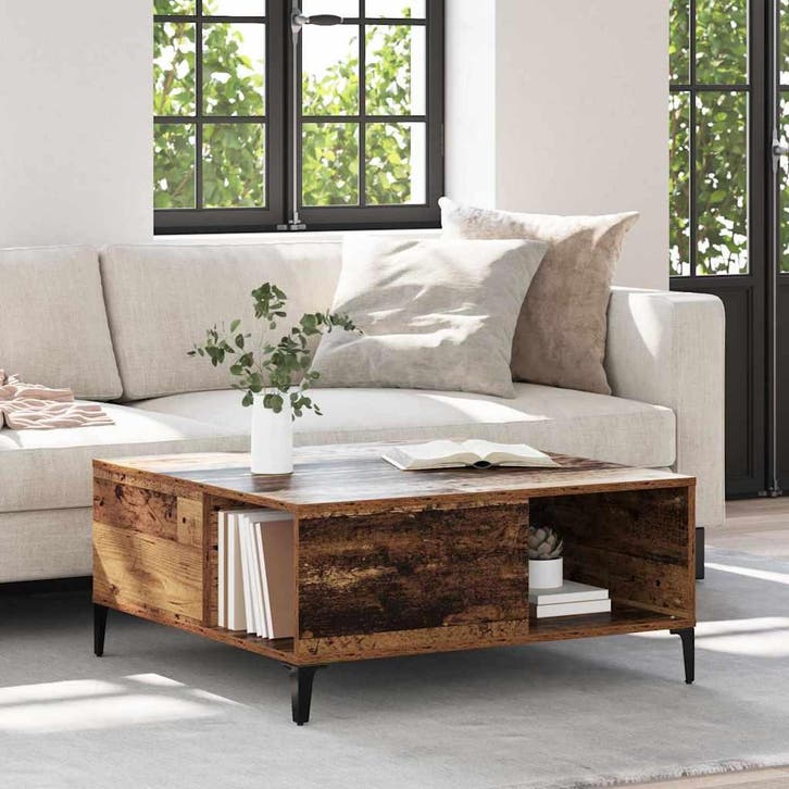 vidaXL Salontafel Oud Hout 80 x 80 x 36,5 cm Bewerkt hout, Huis en Inrichting, Tafels | Salontafels, Nieuw, Verzenden