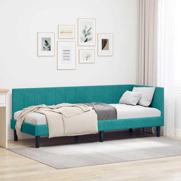 vidaXL Hoek Bed Frame met hoofdeinde Turquoise 80 cm x 200, Maison & Meubles, Chambre à coucher | Lits, Verzenden