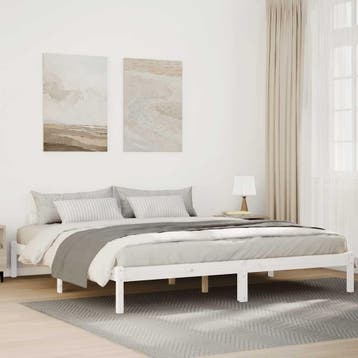 vidaXL Bedframe extra lang zonder matras grenenhout wit, Huis en Inrichting, Verzenden, Nieuw