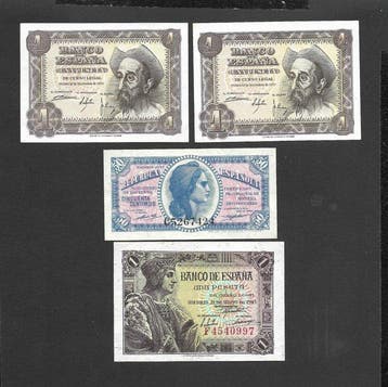Spanje. - 9 Banknotes - various dates (Zonder minimumprijs)