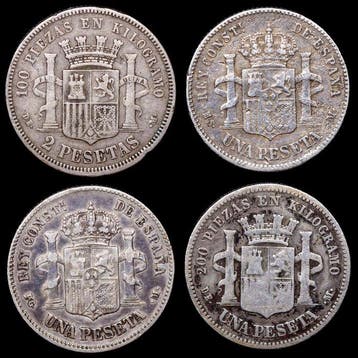 Spanje. Gobierno Provisional-Alfonso XIII. 1-2 Pesetas 1870