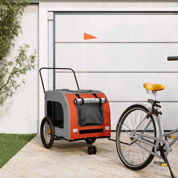 vidaXL Hondenfietstrailer oxford stof en ijzer oranje en, Verzenden