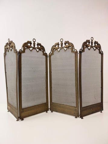 Gothique Cheminée - 1900-1910 - Créatures fabuleuses — écran, Antiquités & Art