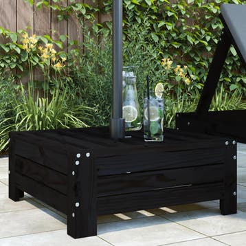 vidaXL Parasolvoetbedekking massief grenenhout zwart, Tuin en Terras, Verzenden, Nieuw