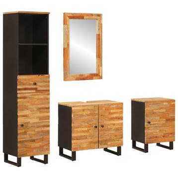 vidaXL Badkamer Sets met lade met plank Naturel Massief, Verzenden, Nieuw
