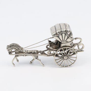 Argentor bv. - Miniatuur Kapkar - Beeldje - .835 zilver, Antiek en Kunst