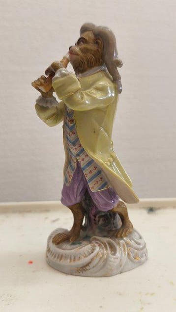 Porcelaine de Paris - Figuur - Scimmia suonatore di flauto -