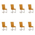 Set van 8 Leren eetkamerstoelen Dry - Toledo Leem, Ophalen of Verzenden, Nieuw, Leer, Eén