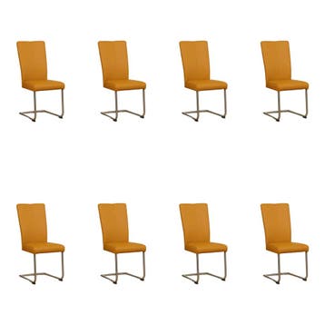 Set van 8 Leren eetkamerstoelen Dry - Toledo Leem, Ophalen of Verzenden, Nieuw, Leer, Eén