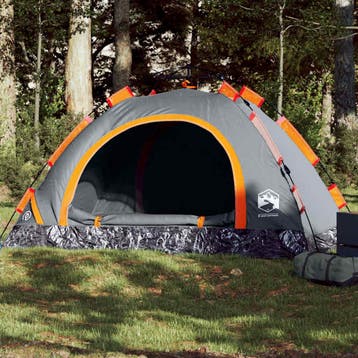vidaXL Tent 3-persoons snelontgrendeling grijs en oranje, Verzenden, Nieuw