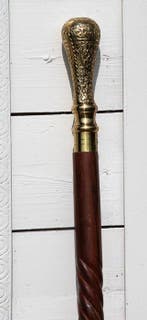 Canne de marche - goutte dor - métal et bois