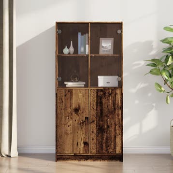 vidaXL Hoge kast met deuren 68x37x142 cm bewerkt hout oud, Verzenden, Nieuw