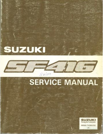 1989 SUZUKI SWIFT WERKPLAATSHANDBOEK ENGELS