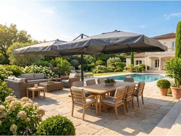 Veiling - Dubbele hangende parasol Donkergrijs (2 * 300x300c
