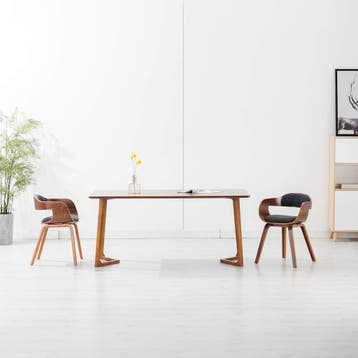 vidaXL Eetkamerstoelen 2 st stof en gebogen hout donkergrijs, Huis en Inrichting, Stoelen, Verzenden, Nieuw