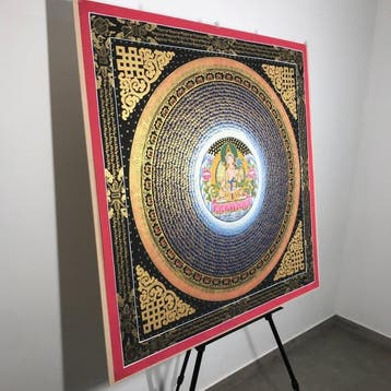 105 cm - Large Painting of Tibetan Tradition - Mandala