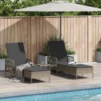 vidaXL Ligstoel 3 pcs Grijs en Donkergrijs 55 x 200 x 92 cm, Verzenden, Nieuw