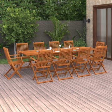vidaXL 11-delige Tuinset 280x90x75 cm massief acaciahout, Tuin en Terras, Verzenden, Nieuw, Tuinset