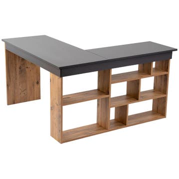 Evila Bureau - Antraciet/Houtkleurig - Nieuw/Ongebruikt -, Verzenden, Nieuw
