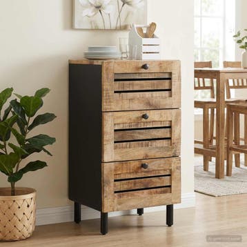vidaXL Opbergkasten Naturel 40 x 33 x 75 cm Massief Mango, Maison & Meubles, Accessoires pour la Maison | Étagères pour CD & DVD