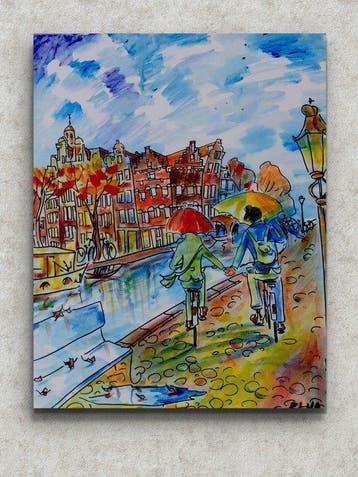 Elva Polyakova (1970) - Together in Amsterdam, Antiek en Kunst, Kunst | Schilderijen | Klassiek
