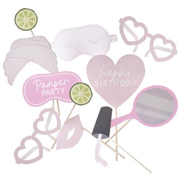 Pamper Party Photobooth Props 10st, Verzenden