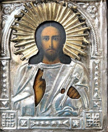 Icoon - Christus Pantokrator - Metaal - Russin