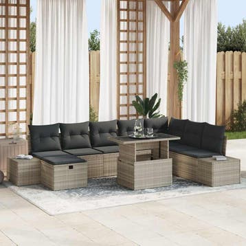 vidaXL Tuinbank Set 11 st poly rattan, Verzenden