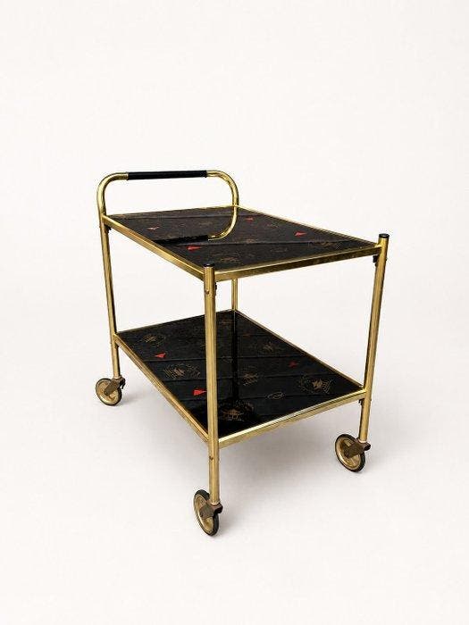 Serveerwagen - Glas, Metaal, Antiek en Kunst, Kunst | Designobjecten