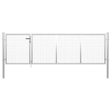 vidaXL Poort 350x100 cm staal zilverkleurig, Verzenden, Nieuw