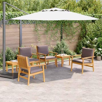 vidaXL Tuinbank Set 6 pcs Bruin Massief Acacia Hout, Verzenden