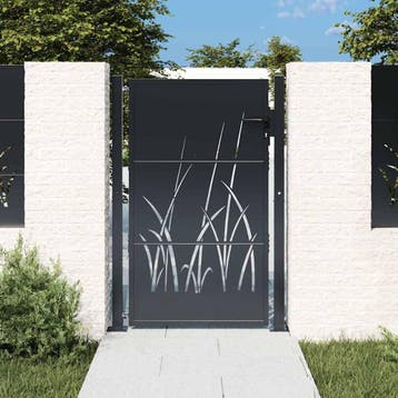 vidaXL Poort 100x125 cm met grasontwerp staal, Verzenden, Nieuw