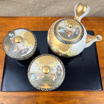 Japans porseleinen theeset, Kutani-stijl - Porselein - Japan