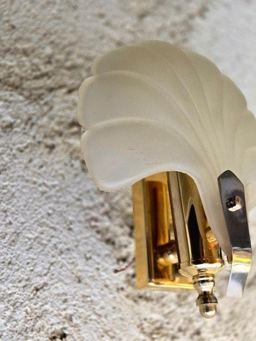 Applique murale - Acier, Verre - Applique coquillage, Antiek en Kunst, Antiek | Verlichting