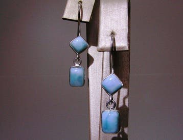 Turquoise Oorbellen - Hoogte: 32 mm - Breedte: 6.3 mm- 2.1 g