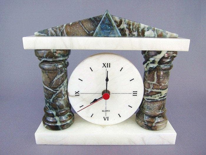 Horloge - Scholer Germany - Albâtre, marbre et labradorite -, Verzamelen, Militaria | Algemeen