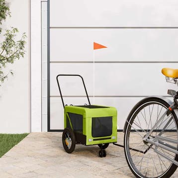 vidaXL Hondenfietstrailer oxford stof en ijzer groen en, Verzenden