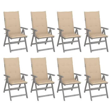 vidaXL Tuinstoelen 8 st verstelbaar met kussens acaciahout, Jardin & Terrasse, Verzenden