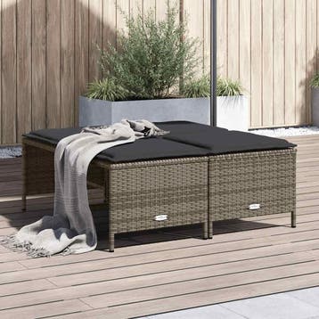 vidaXL Tuinkrukken met kussens 4 st poly rattan grijs, Verzenden, Nieuw