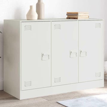 vidaXL Dressoir 99x39x73 cm staal wit, Verzenden, Nieuw