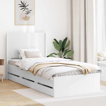 vidaXL Bedframe met opbergruimte en hoofdbord Wit 100 x 200, Verzenden