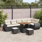 vidaXL Tuinbank Set met kussen 9 pcs Zwart en Crème Poly, Verzenden, Nieuw