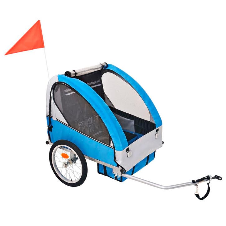 vidaXL Fietstrailer 30 kg grijs en blauw, Vélos & Vélomoteurs, Accessoires vélo | Remorques, Envoi